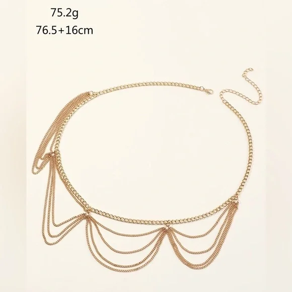 Gold Layered Chain Design Hip Belt | Brand New - Picture 6 of 12